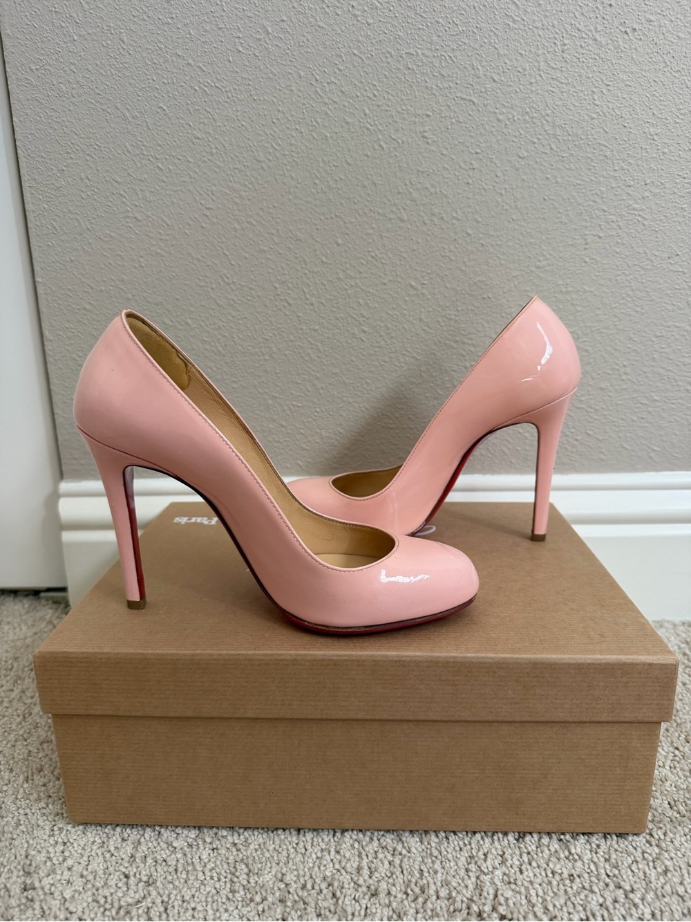 Christian Louboutin Pink Patent Leather Round-Toe Pumps - Picture 4 of 9